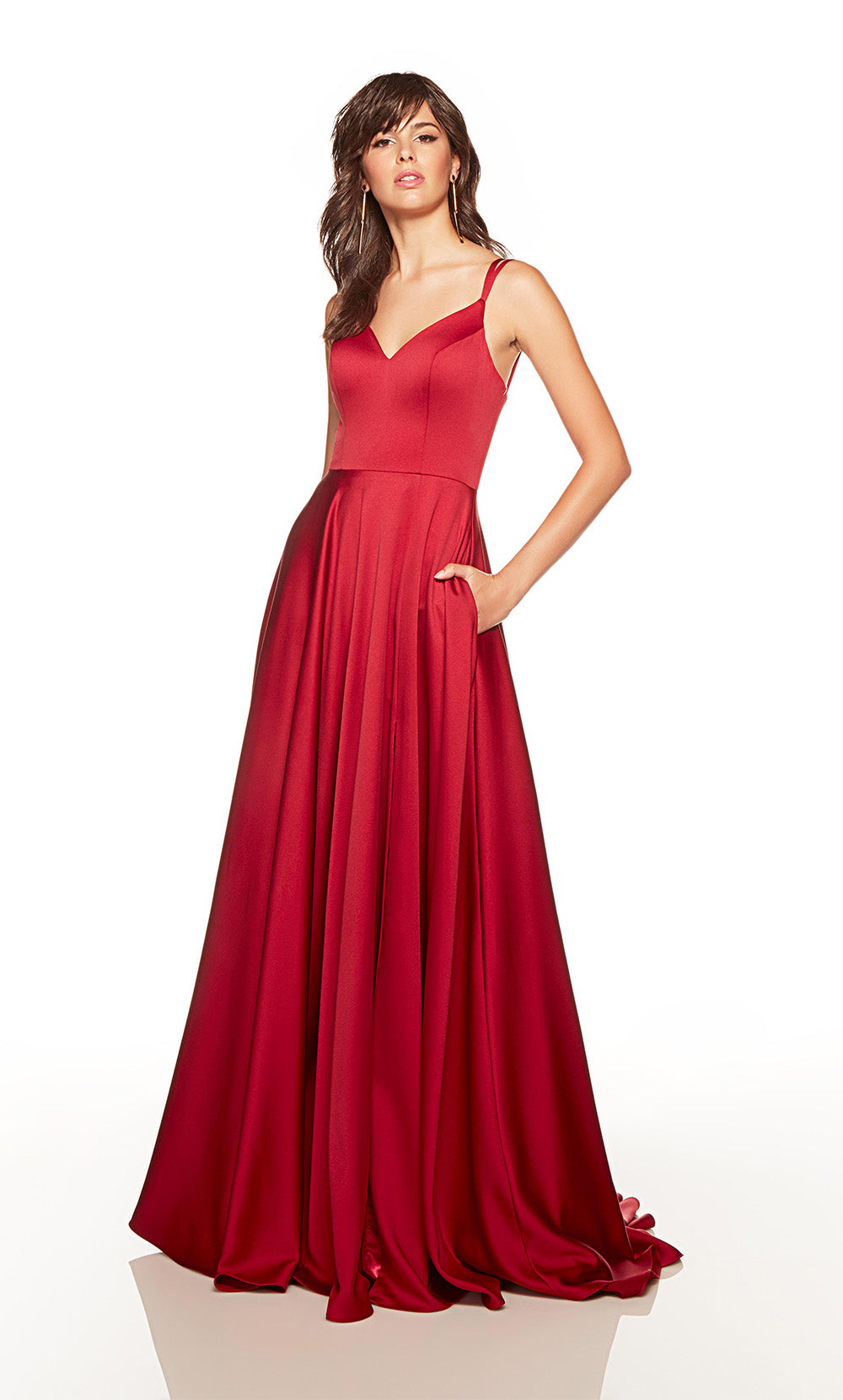 Alyce Paris 1749 The Secret Dress - Long V -Neck Slit A Line Dress