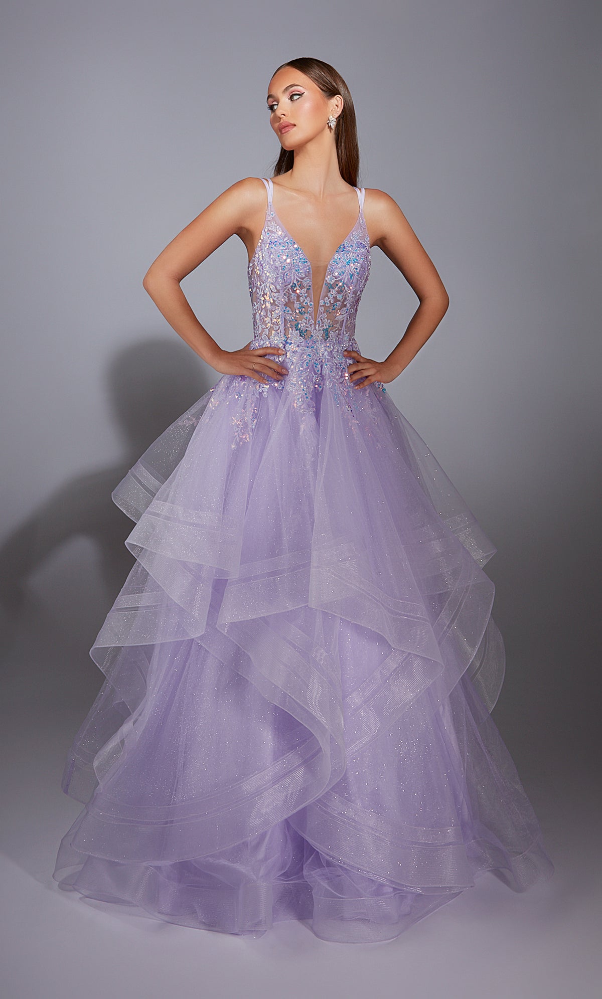 Alyce Paris 1886 The Secret Dress -Long Plunging Sembellished Ballgown Dress