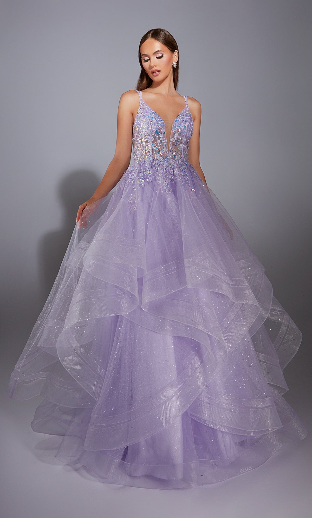 Alyce Paris 1886 The Secret Dress -Long Plunging Sembellished Ballgown Dress