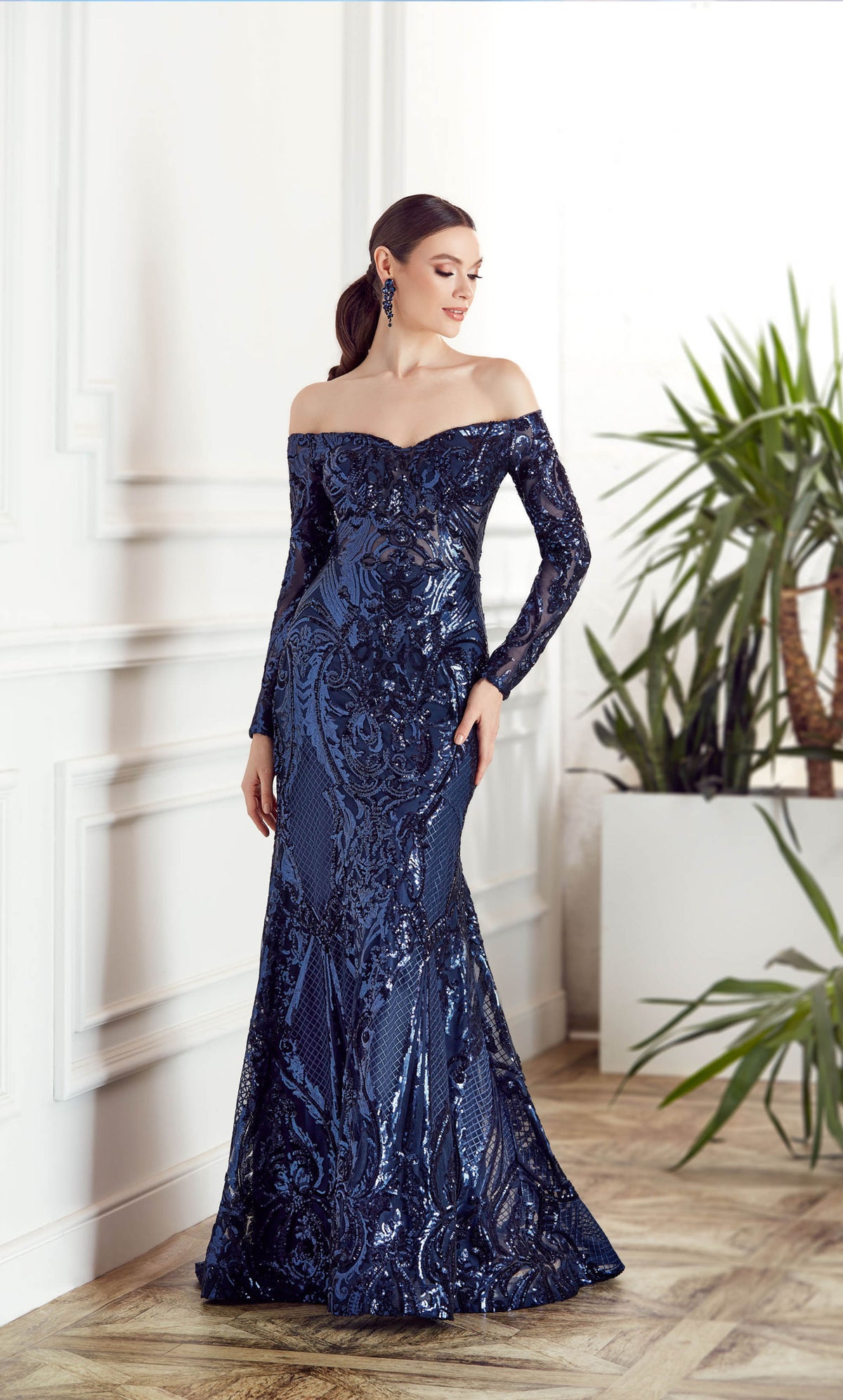 Alyce Paris 27544 Occasion spéciale au large de l'épaule Sparmer / Sparkly Fit n Flare Robe