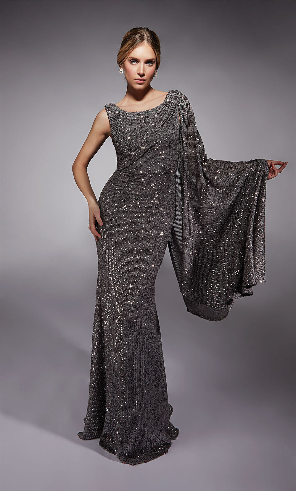 ALYCE Paris 27718 Special Occasion One Shoulder Neckline Train Straight Dress