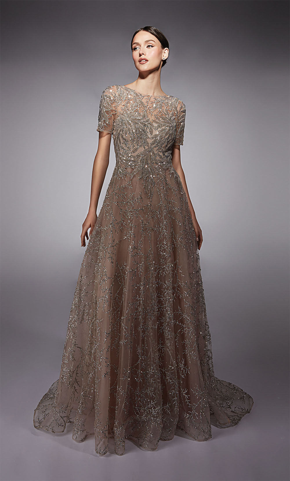 Alyce Paris 27726 Illusion d'occasion spéciale modeste une robe de ligne