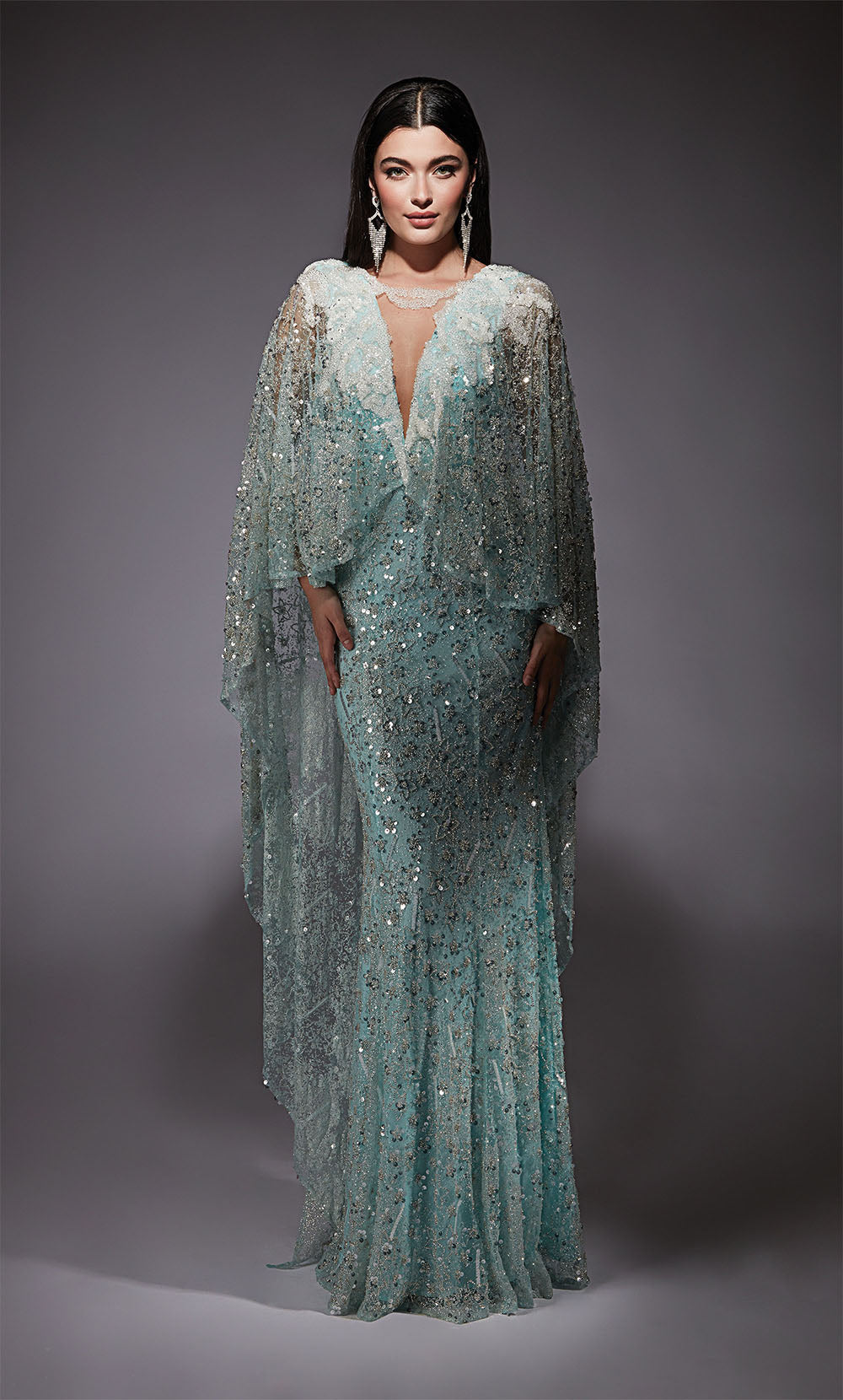 ALYCE Paris 27752 特殊场合深V领口闪光/闪亮直筒连衣裙