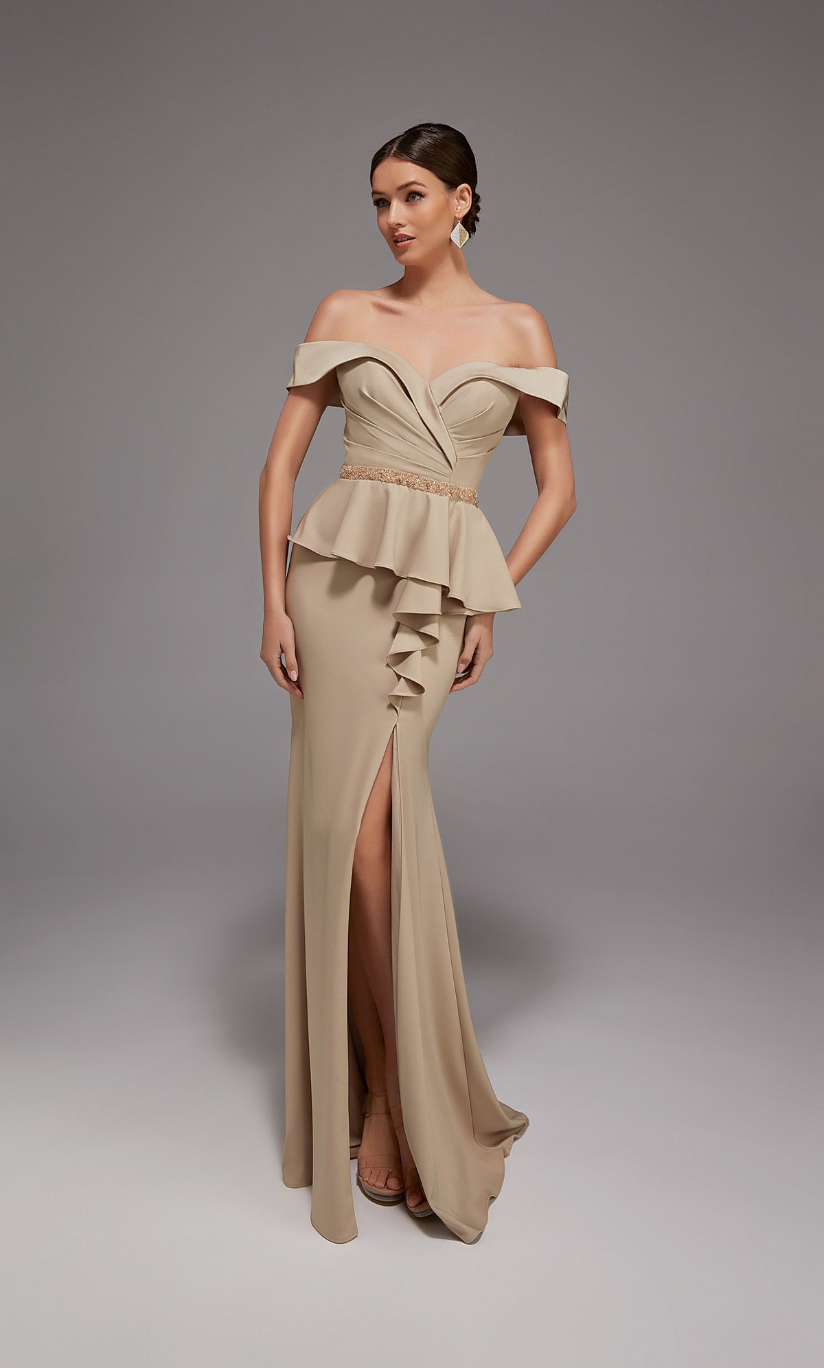 ALYCE Paris 27829 Special Occasion Off The Shoulder Neckline Peplum Mermaid Dress