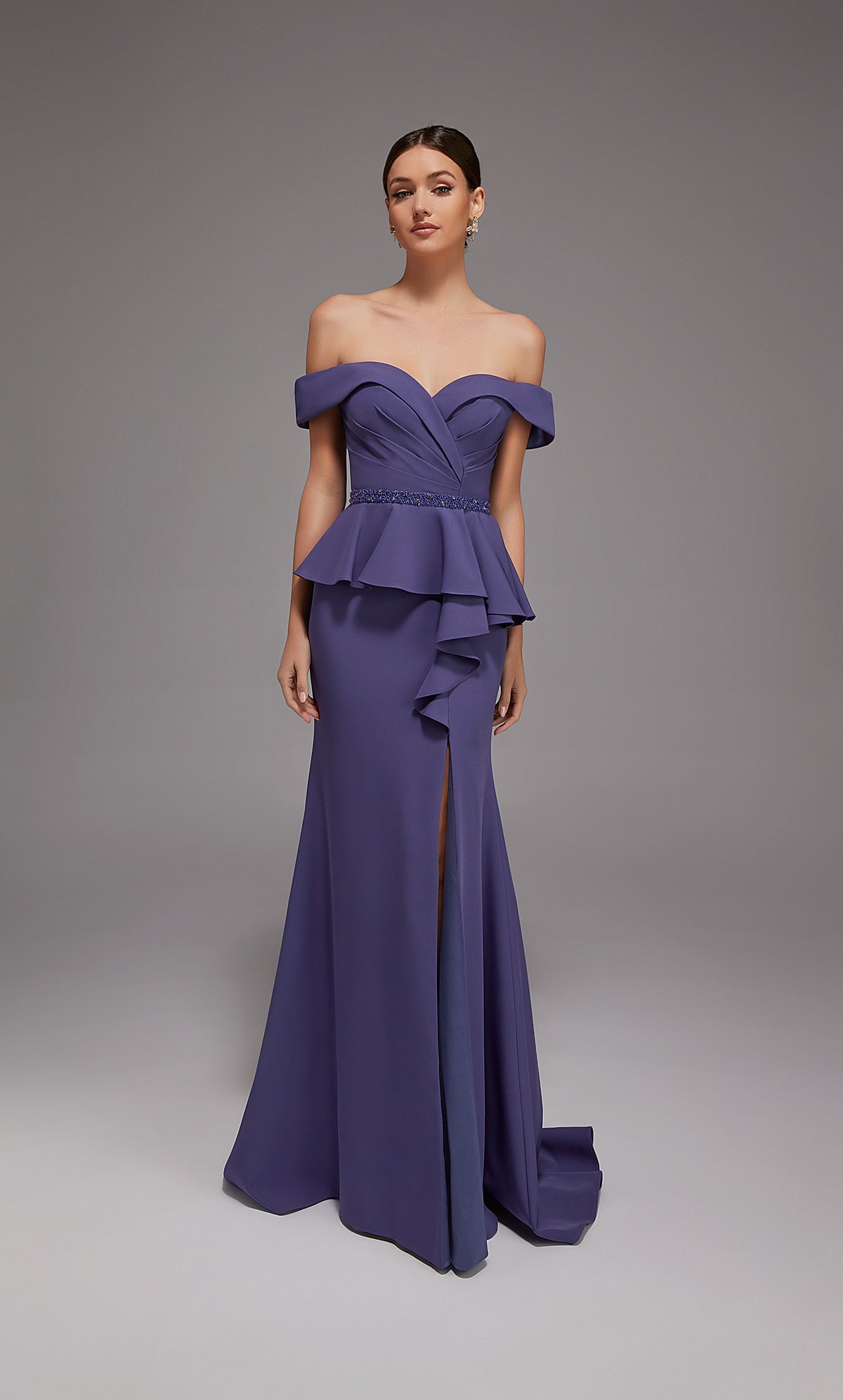 ALYCE Paris 27829 Special Occasion Off The Shoulder Neckline Peplum Mermaid Dress