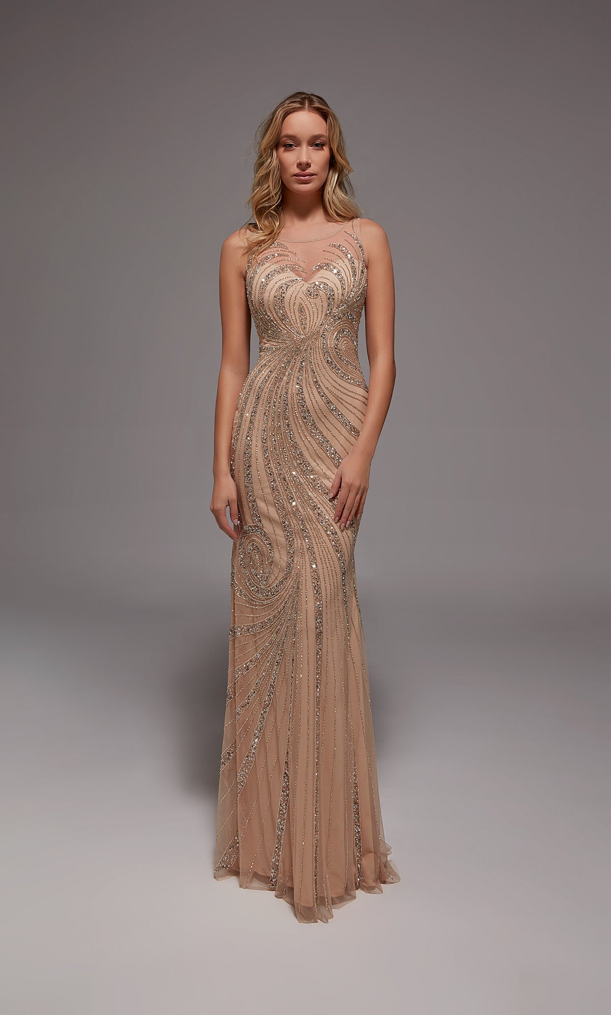 Alyce Paris 27846 Special Resident Boat Neckline 장식 직선 드레스