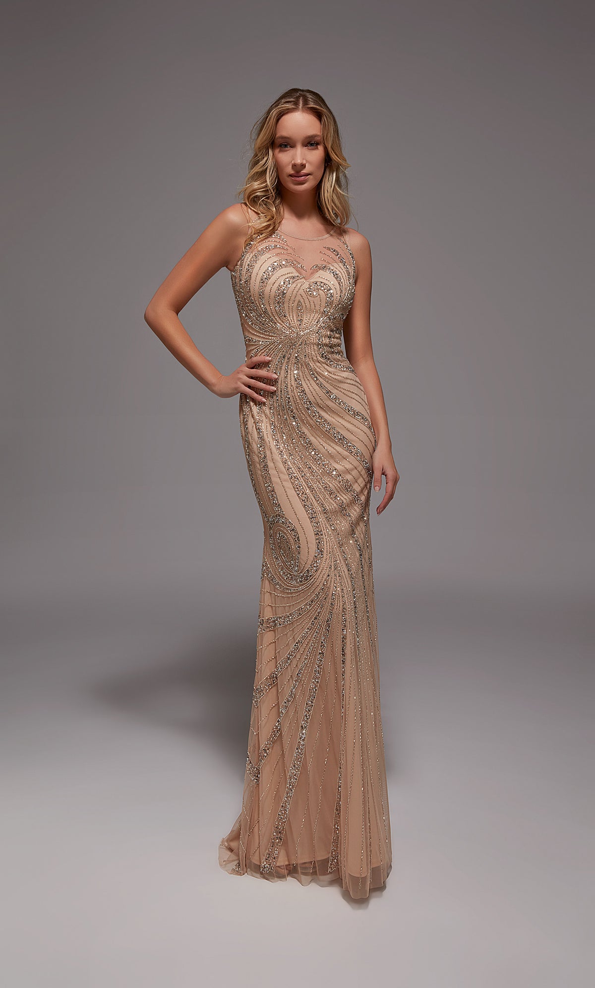 Alyce Paris 27846 Equipo especial de escote de bote Embellido Vestido recto