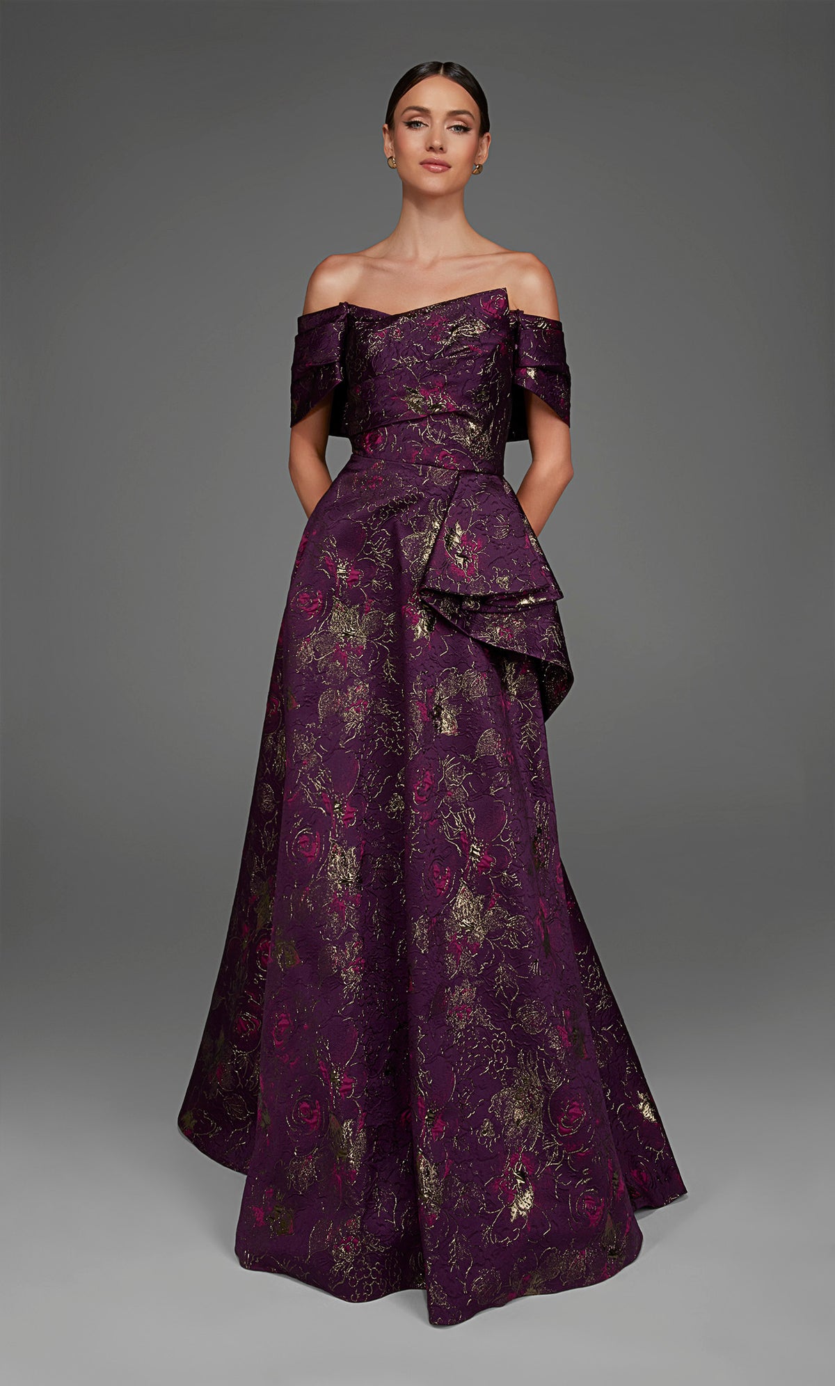 ALYCE Paris 27893 Special Occasion Off The Shoulder Neckline Waterfall Mermaid Dress