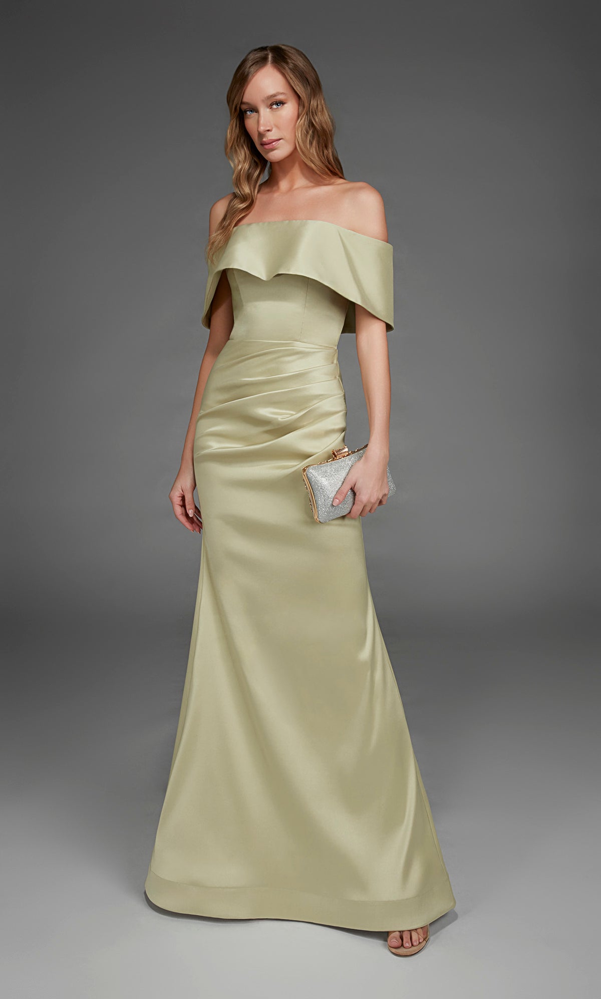 ALYCE Paris 27916 Special Occasion Off The Shoulder Neckline Ruched/draped Straight Dress