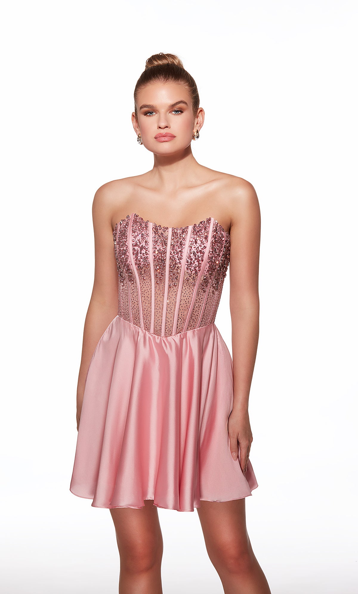 Alyce Paris 40101 decote curto sem alças embelezado um vestido de linha