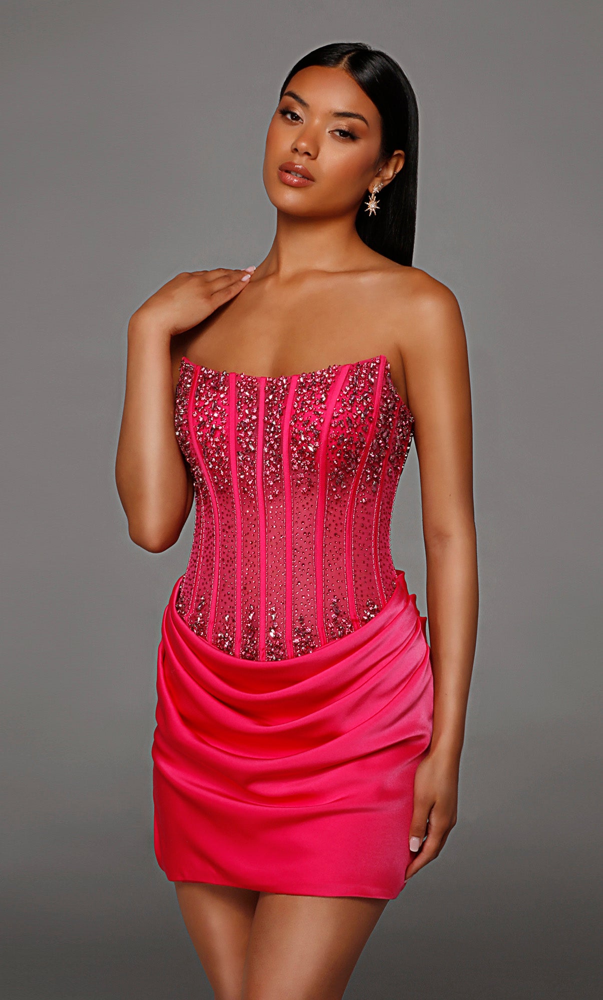 ALYCE Paris 40186 Homecoming Short Scooped Neckline Corset Straight Dress