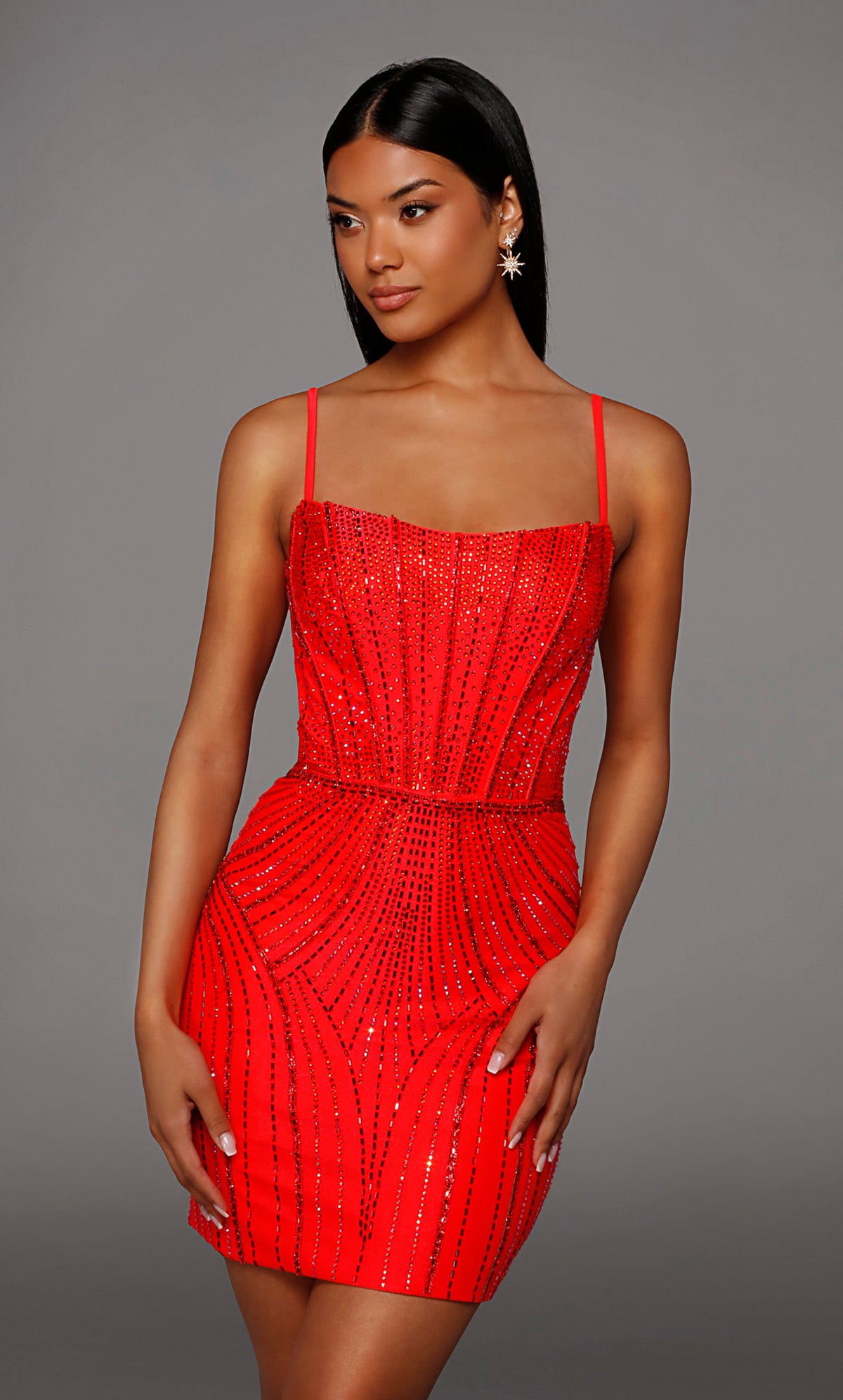 ALYCE Paris 40220 Homecoming Short Scooped Neckline Shimmery/sparkly Straight Dress