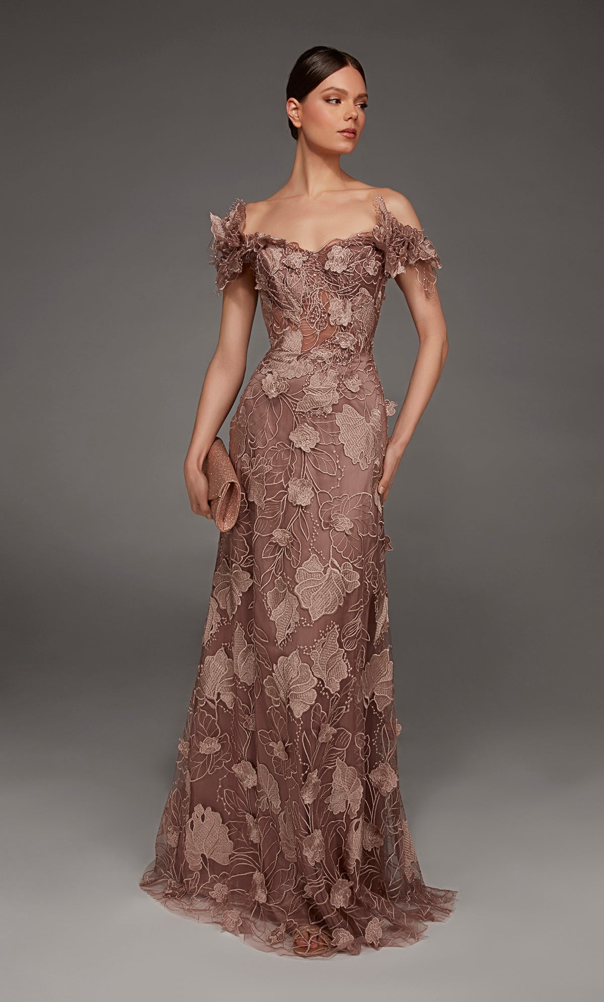 ALYCE Paris 55001 Special Occasion Off The Shoulder Neckline Plus Size A Line Dress