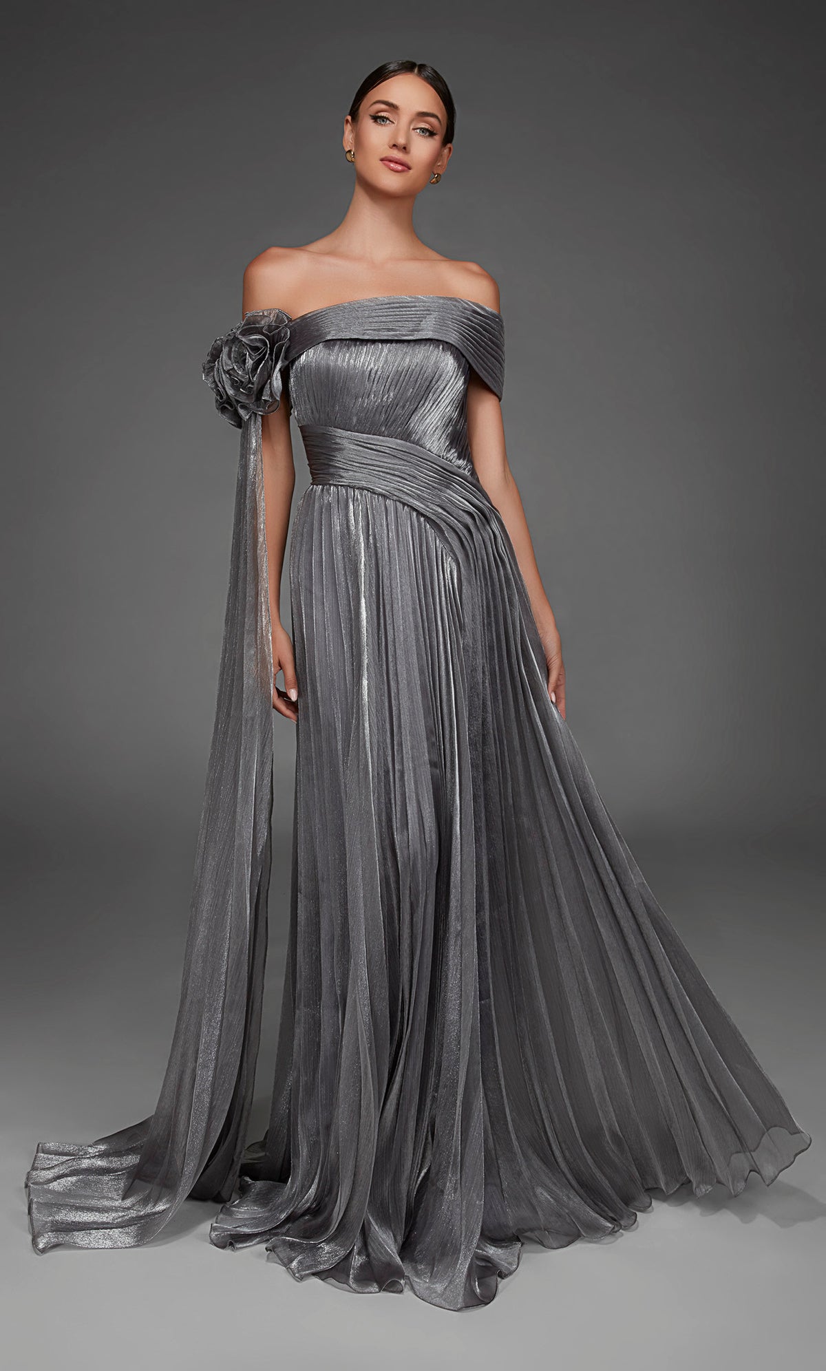 ALYCE Paris 55032 Special Occasion Off The Shoulder Neckline Ruched/draped A Line Dress