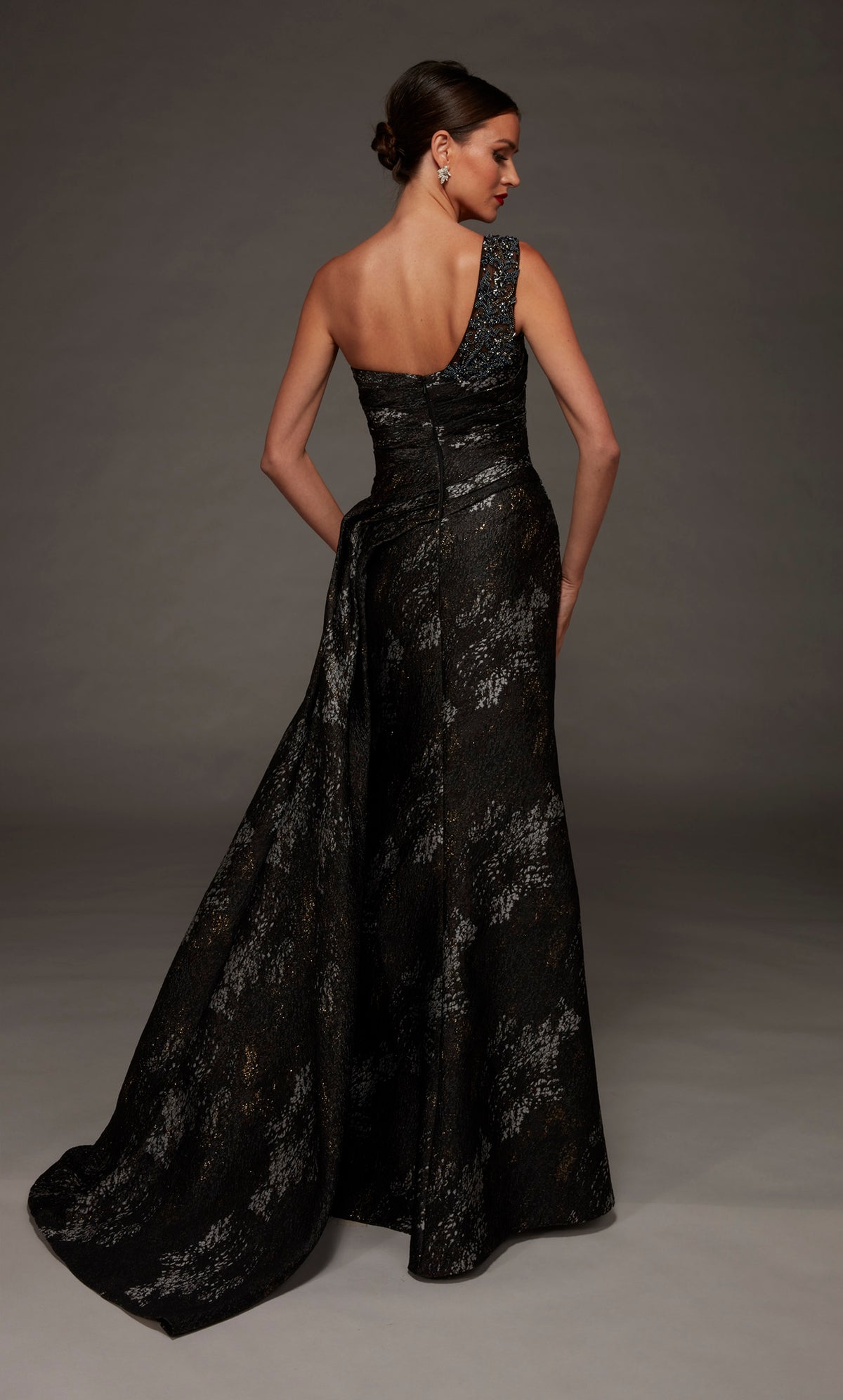 ALYCE Paris 55033 One Shoulder Neckline Modest A Line Dress