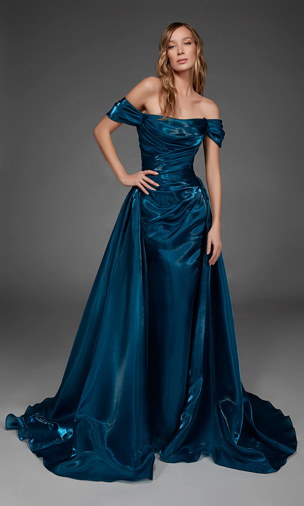 ALYCE Paris 55034 Special Occasion Off The Shoulder Neckline Ruched/draped A Line Dress