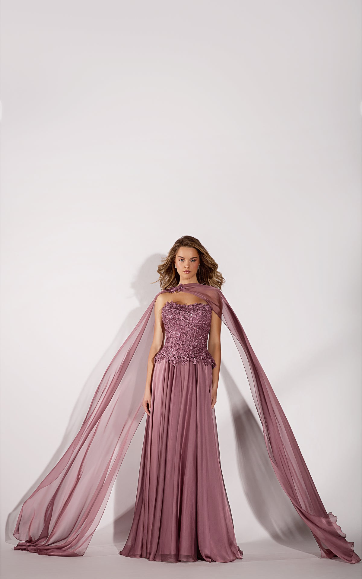 ALYCE Paris 55059 Straight Across Neckline Embellished Flowy Dress