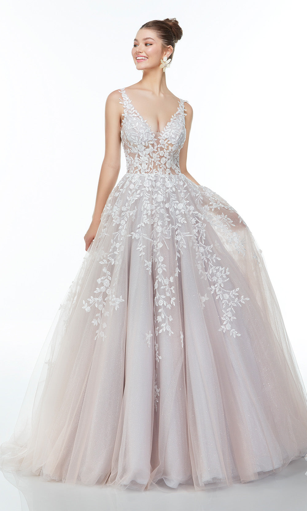 ALYCE Paris 61106 Alyce Long Plunging Embellished Ballgown Dress