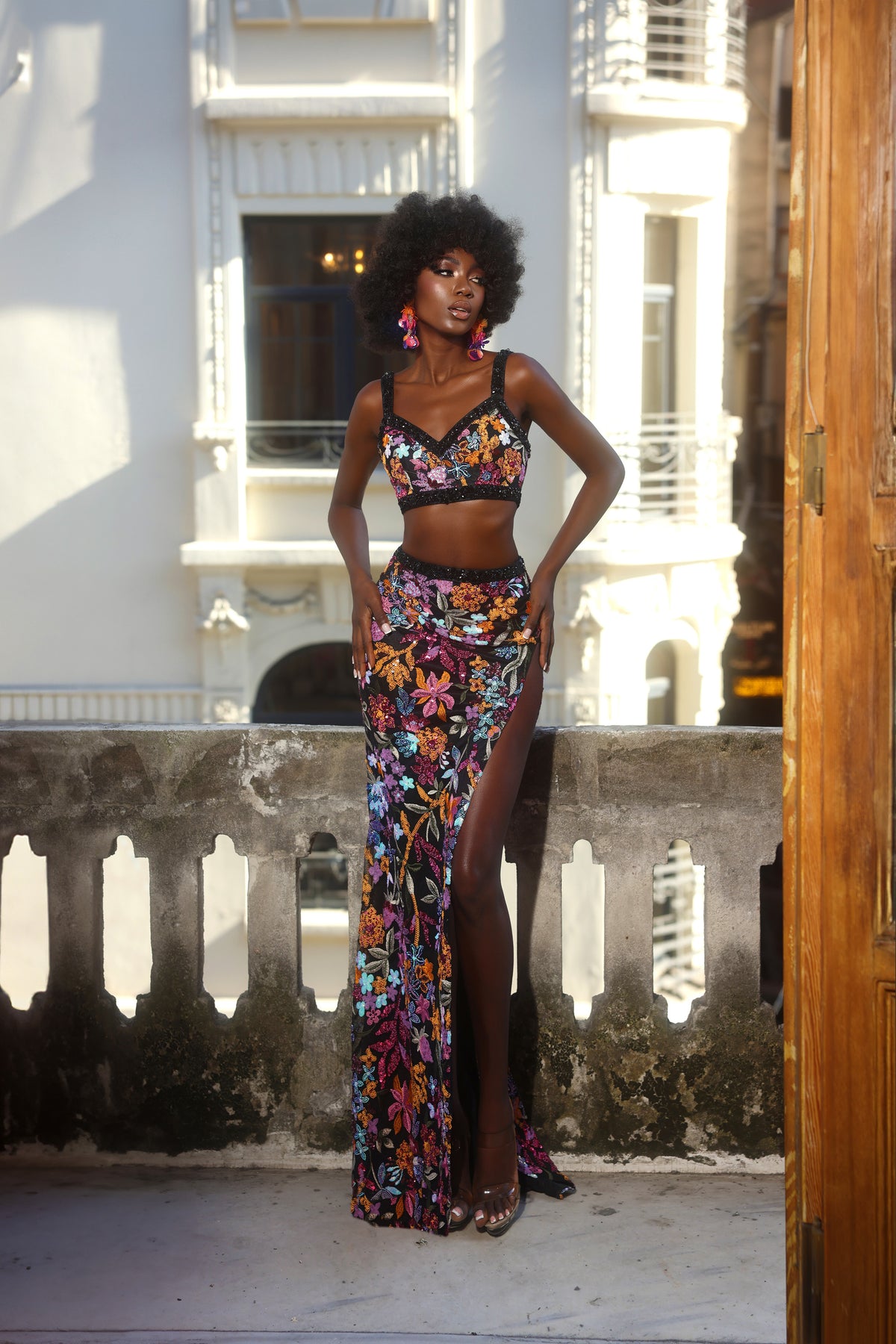 ALYCE Paris 61689 Alyce Long V-neck Two-piece Straight Dress