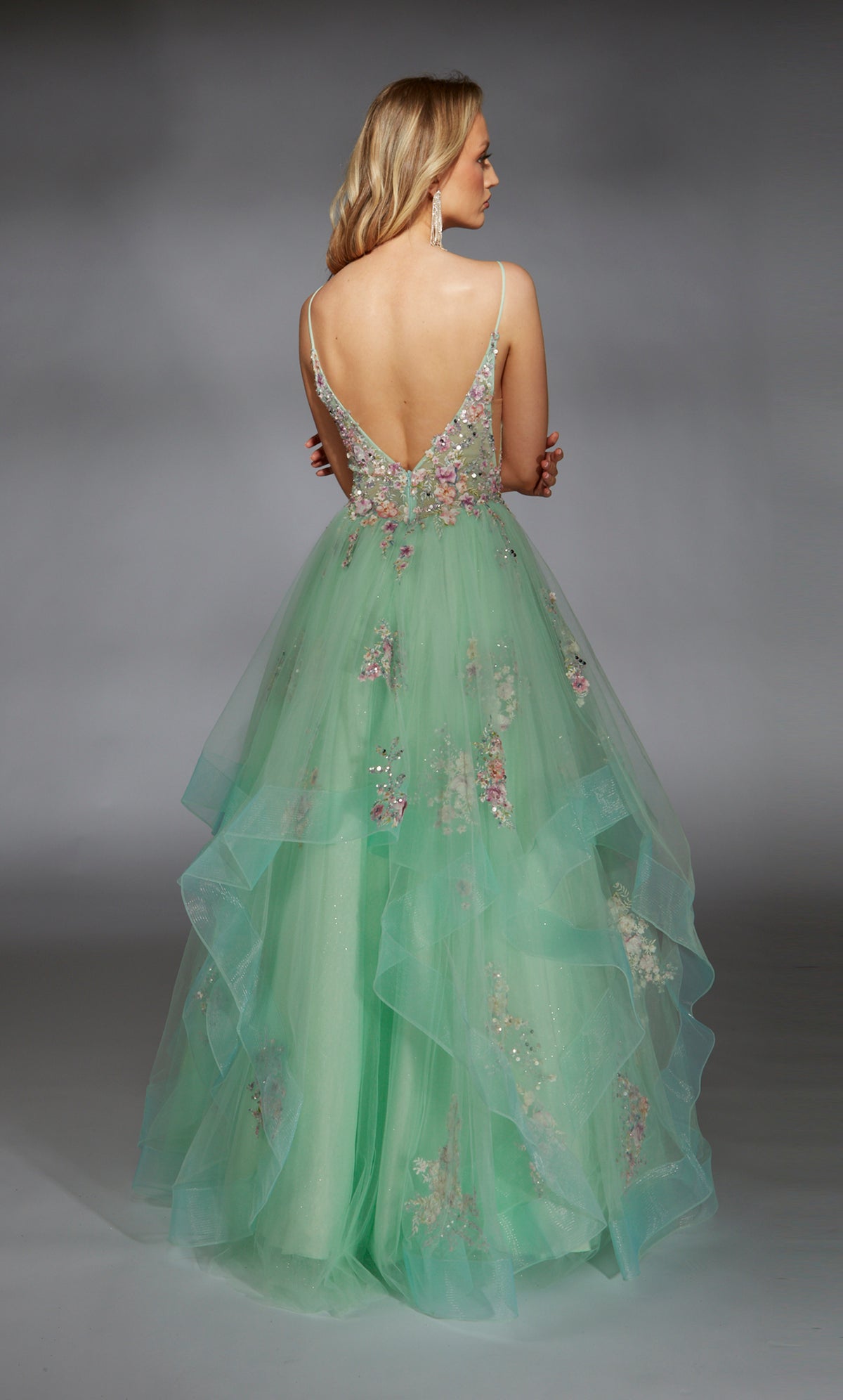 ALYCE Paris 61735 Alyce Long Plunging Neckline Ruffles Ballgown Dress