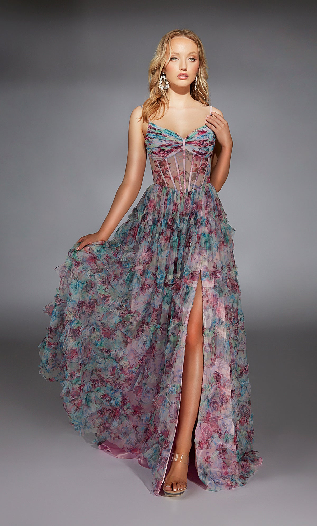 Alyce Paris 61748 Alyce Long V-Neck Corset A 라인 드레스