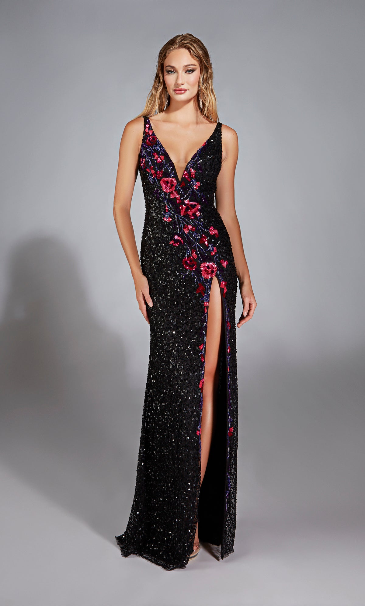 Alyce Paris 61841 Alyce Long V-Neck verschönerte gerade Kleidung