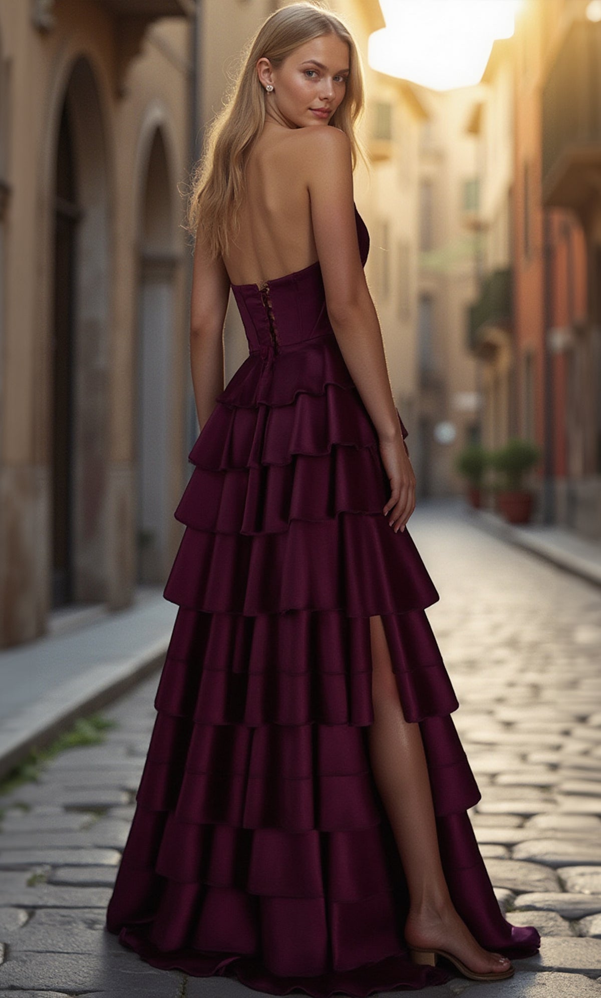Alyce Paris 61889 Alyce Long Plunging Ruffles a Line Dress