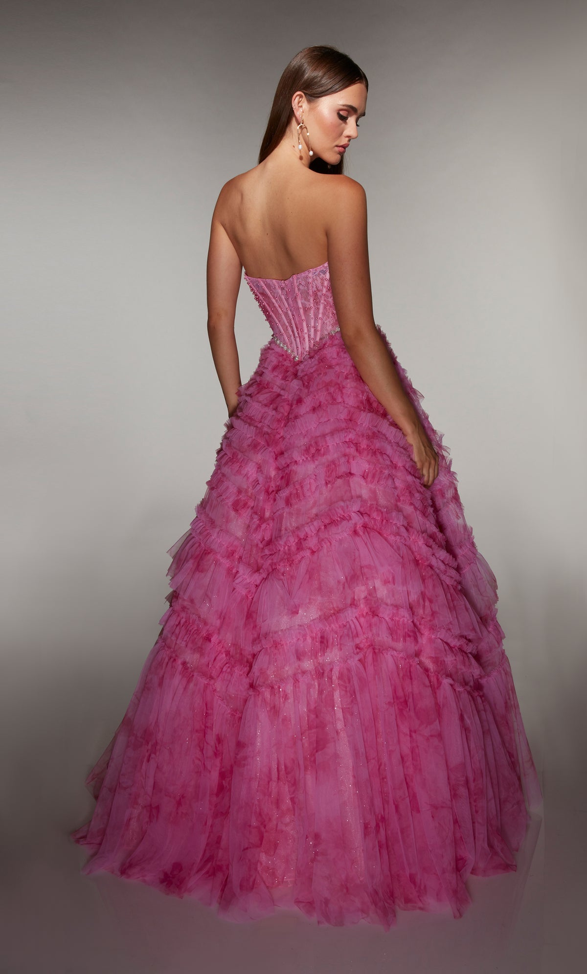 ALYCE Paris 61981 Alyce Long Scoop Neckline Ruffles Ballgown Dress