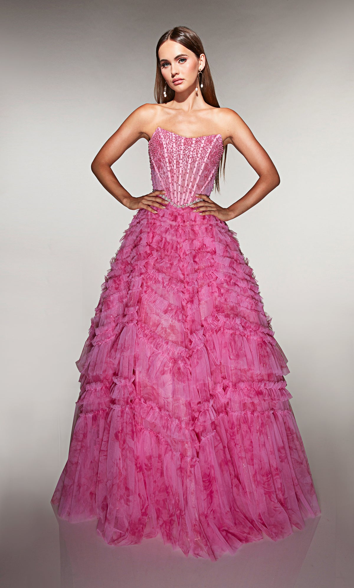 ALYCE Paris 61981 Alyce Long Scoop Neckline Ruffles Ballgown Dress