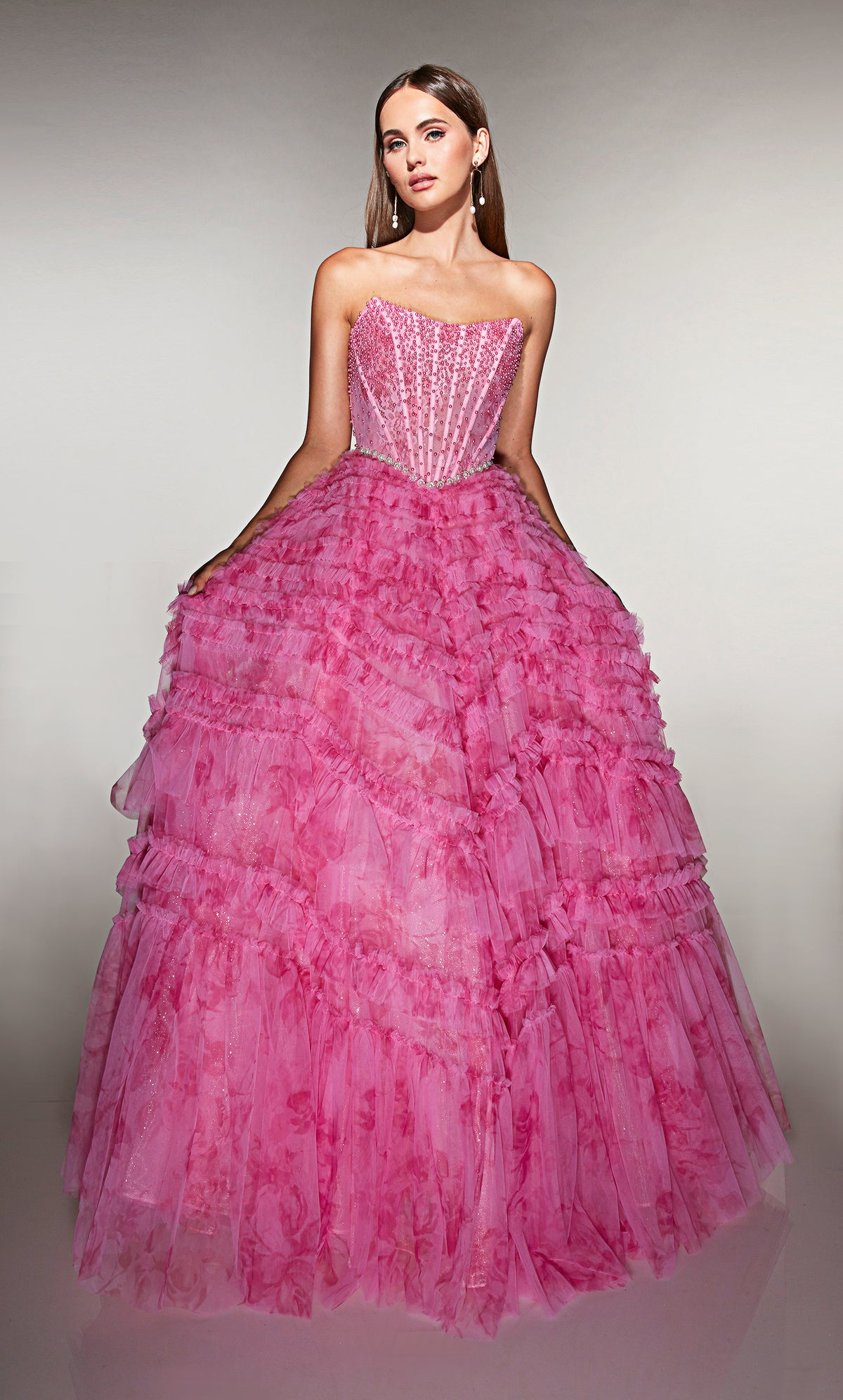 ALYCE Paris 61981 Alyce Long Scoop Neckline Ruffles Ballgown Dress