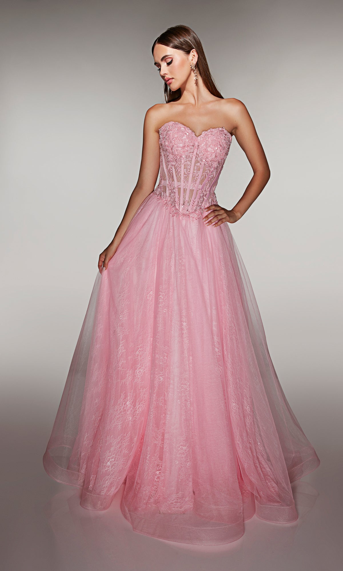 ALYCE Paris 61984 Alyce Long Sweetheart Neckline 80s Inspired A Line Dress