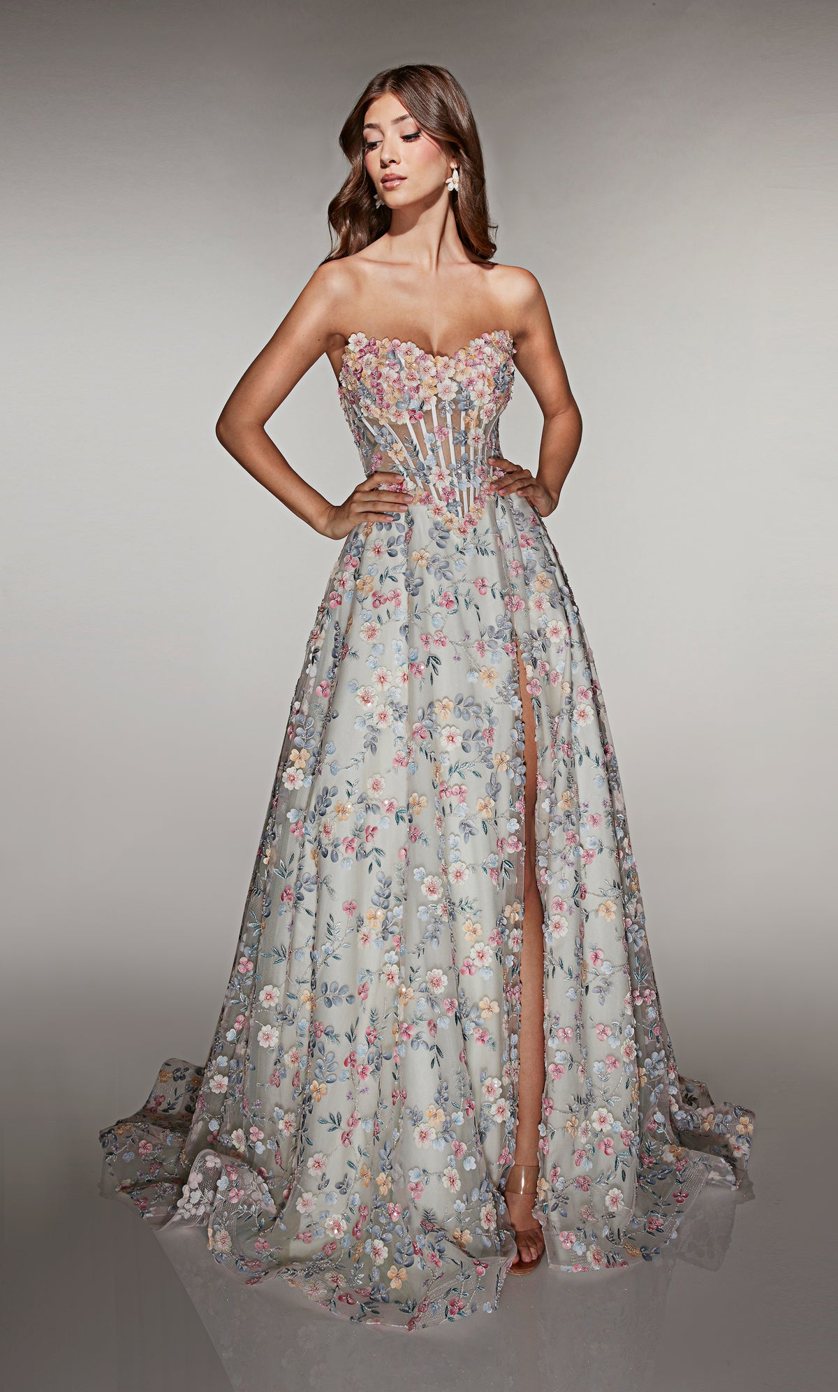 ALYCE Paris 61986 Alyce Long Strapless Neckline Corset A Line Dress