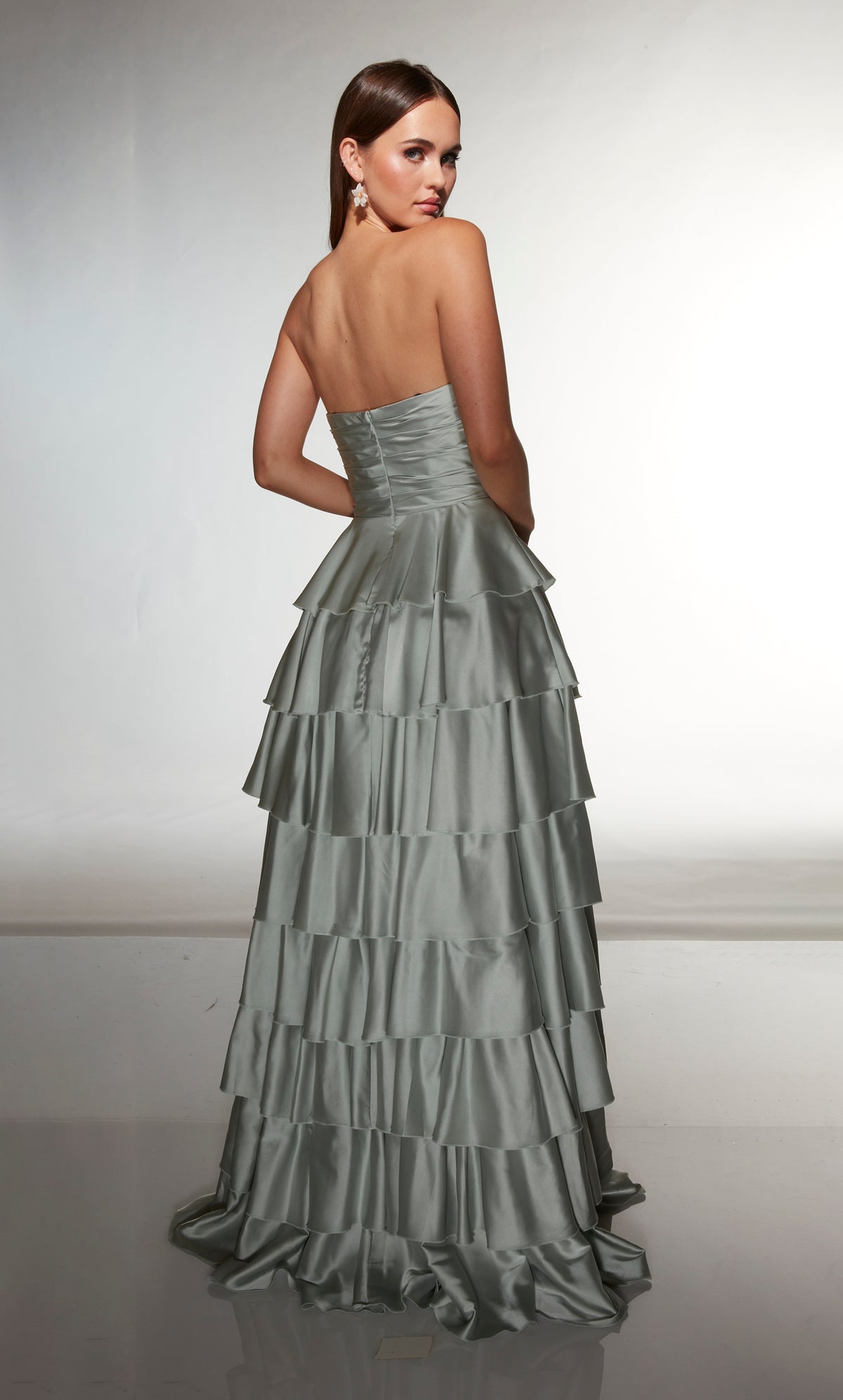 ALYCE Paris 61987 Alyce Long Cat-eye Neckline Ruffles A Line Dress