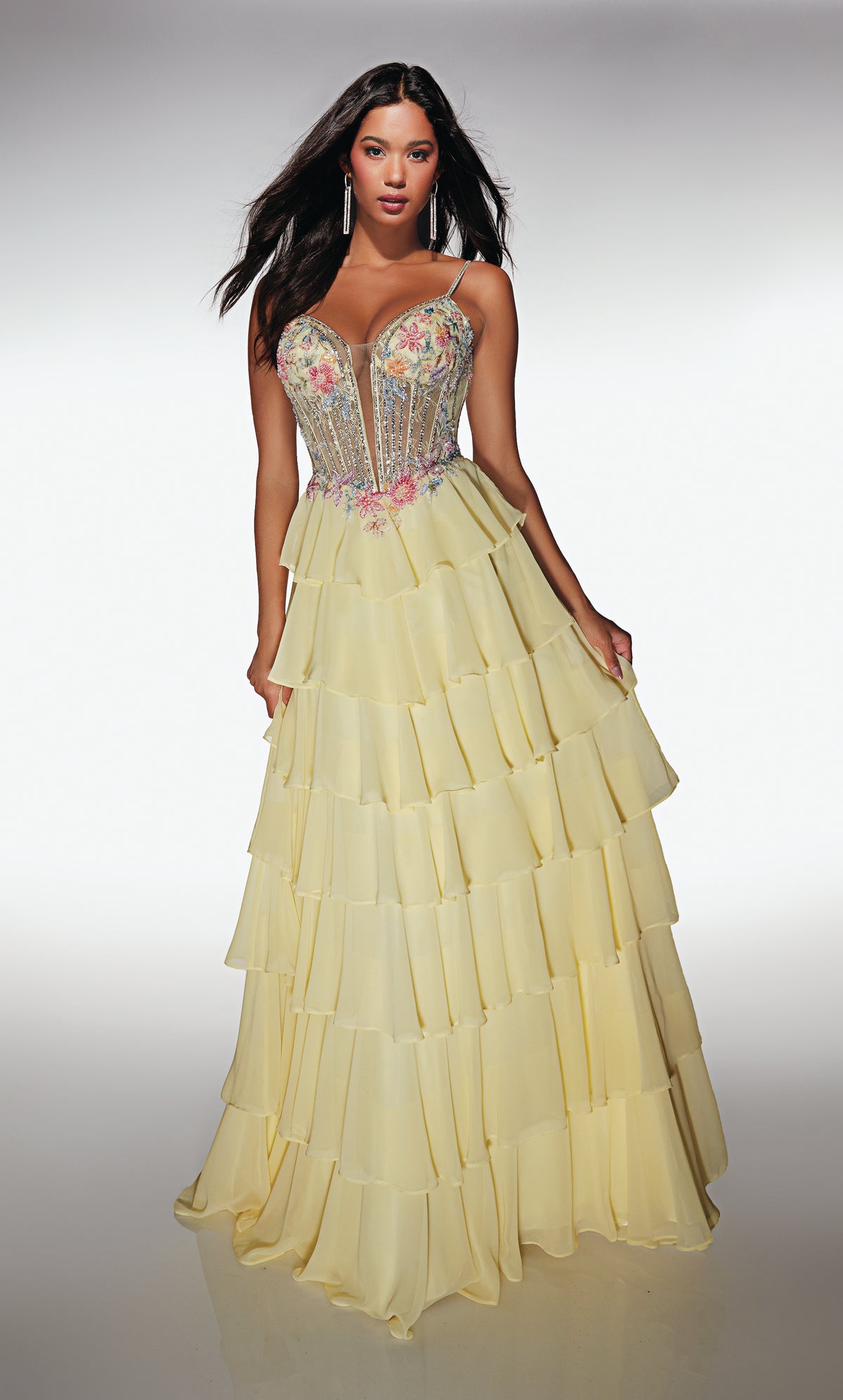 ALYCE Paris 61993 Alyce Long Plunging Neckline Corset A Line Dress