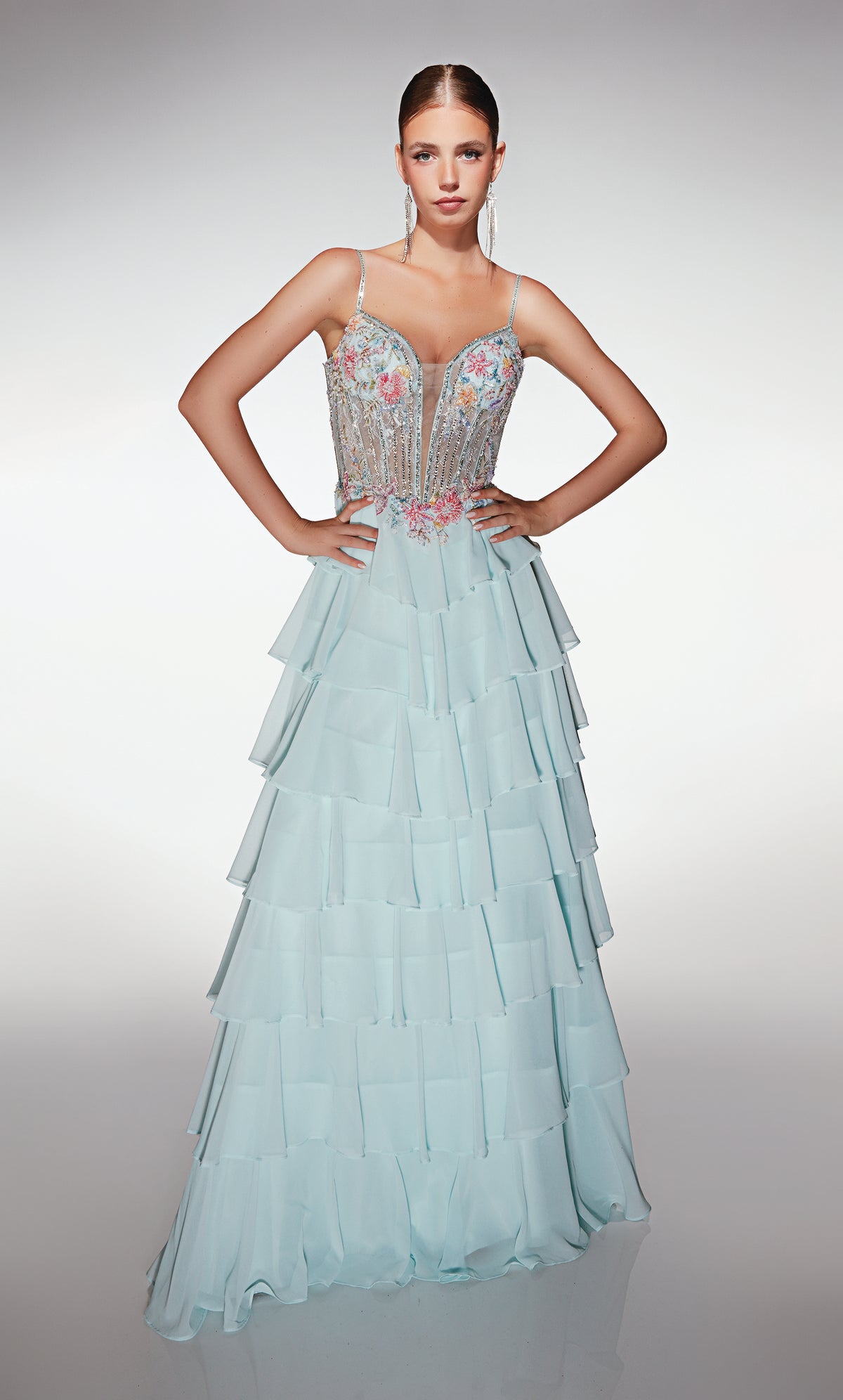 ALYCE Paris 61993 Alyce Long Plunging Neckline Corset A Line Dress