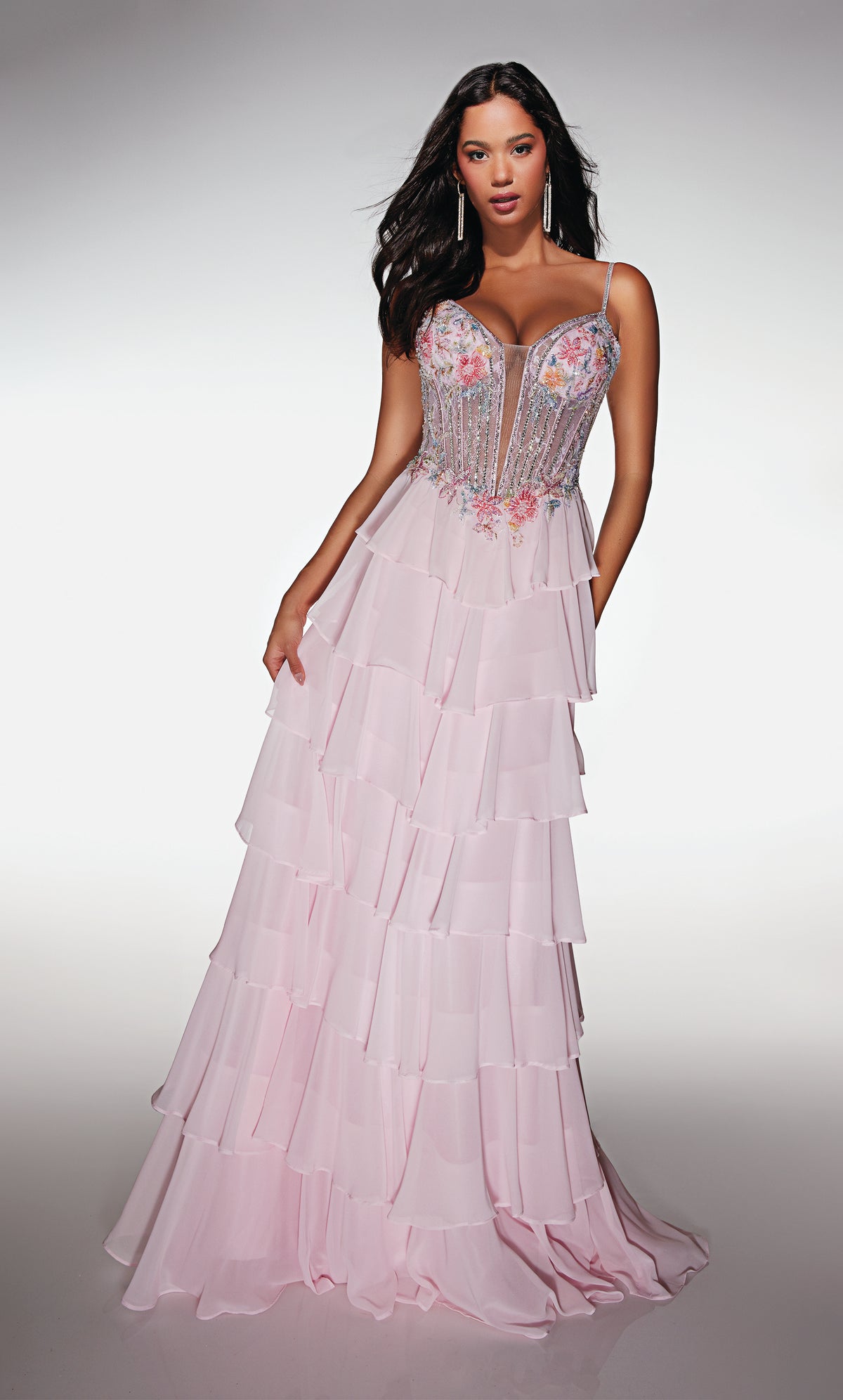 ALYCE Paris 61993 Alyce Long Plunging Neckline Corset A Line Dress