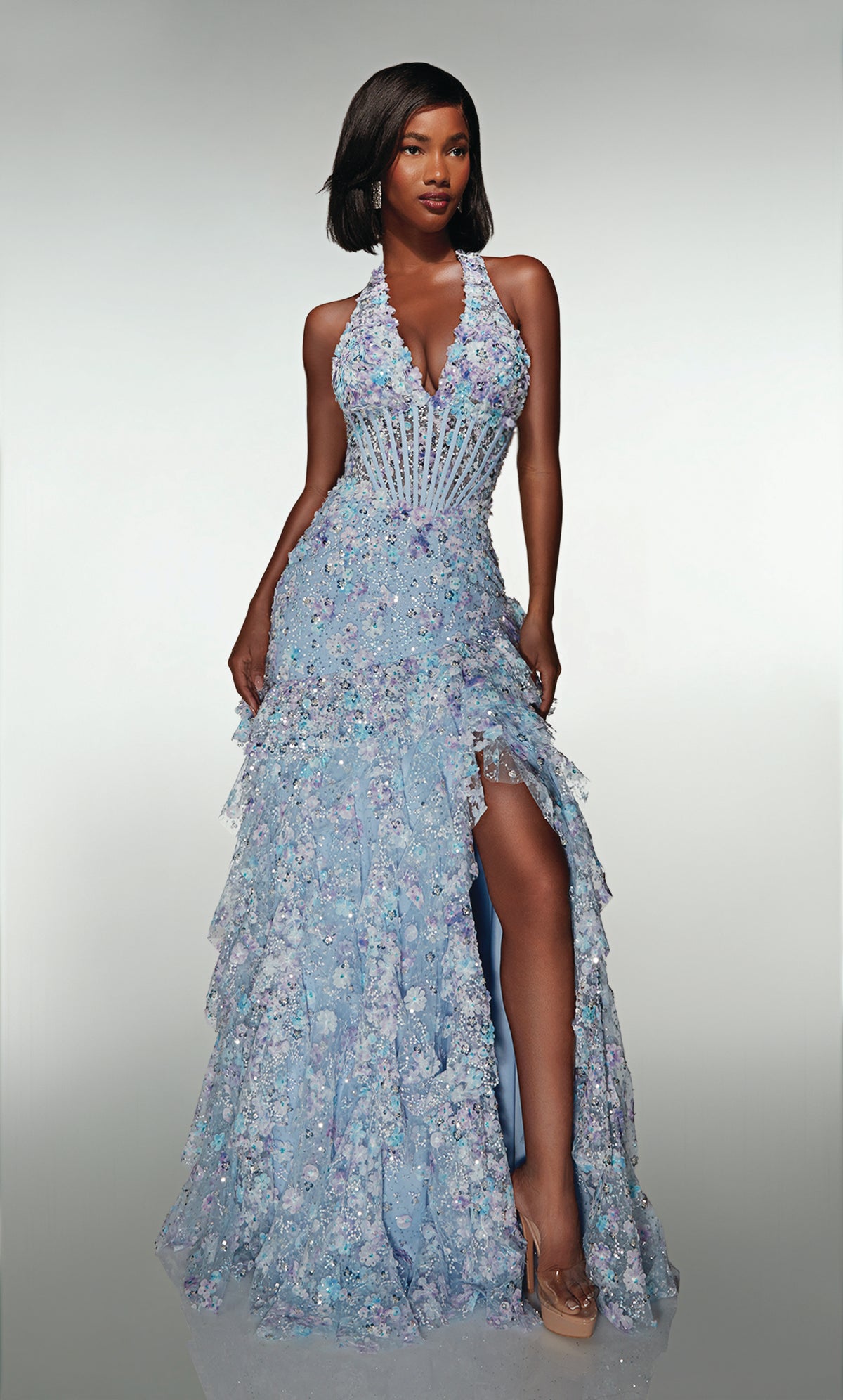 ALYCE Paris 61999 Alyce Long Halter Neckline Corset A Line Dress