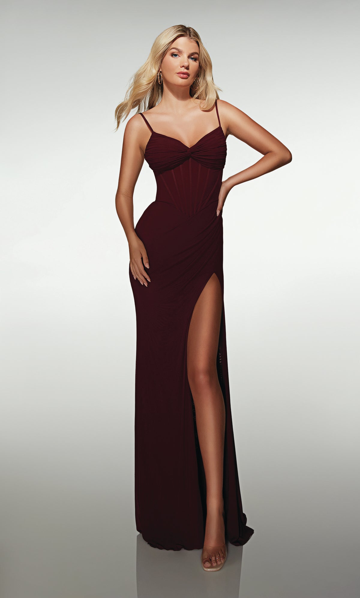 ALYCE Paris 62002 Alyce Long Straight Across Neckline Corset Straight Dress