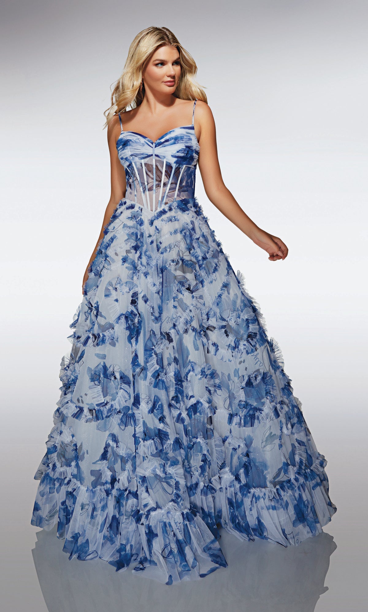ALYCE Paris 62003 Alyce Long Sweetheart Neckline Ruffles A Line Dress