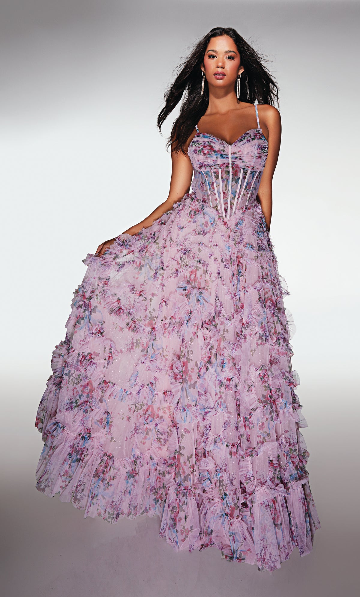 ALYCE Paris 62003 Alyce Long Sweetheart Neckline Ruffles A Line Dress
