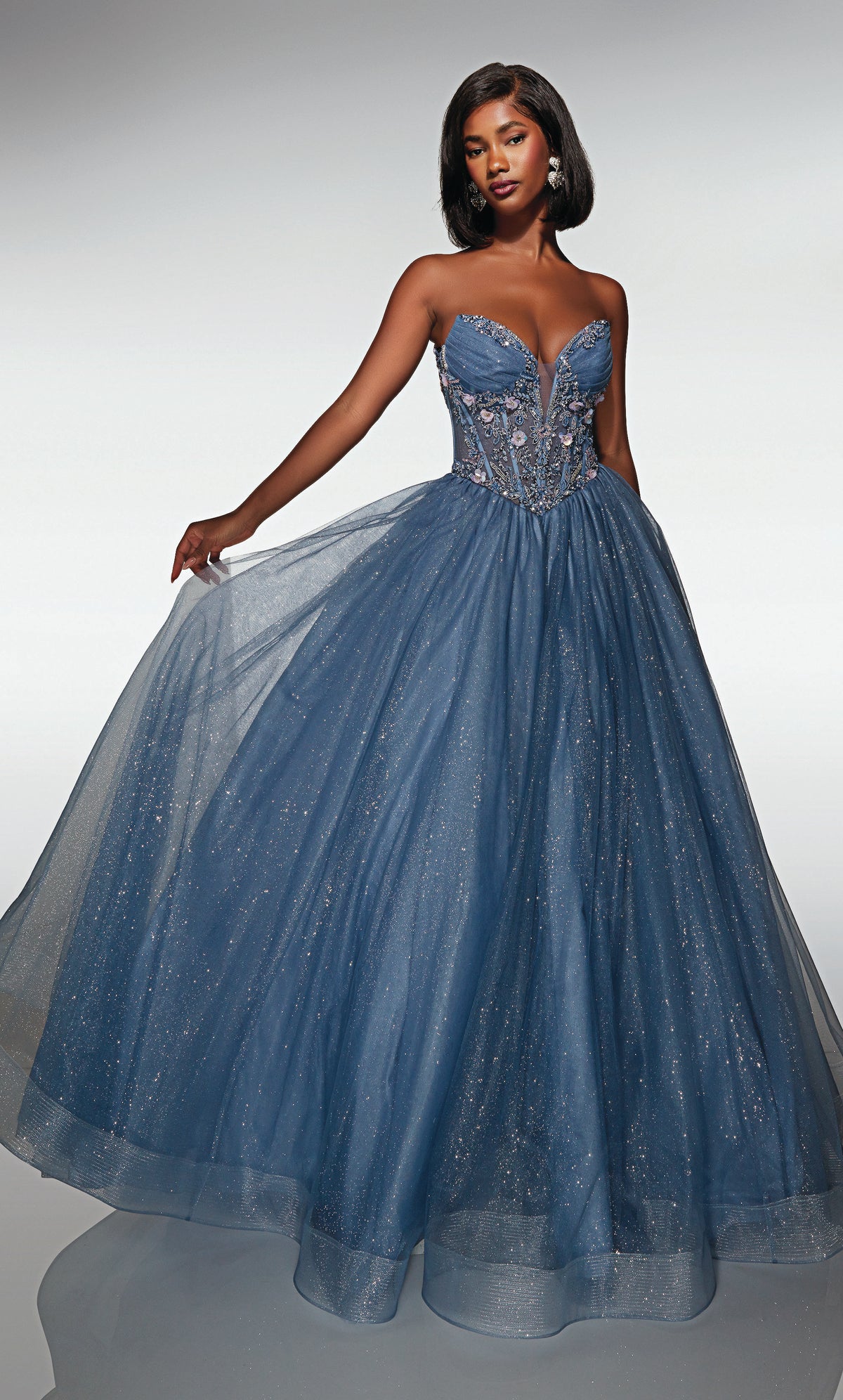 ALYCE Paris 62009 Alyce Long Cat-eye Neckline Shimmery/sparkly Ballgown Dress