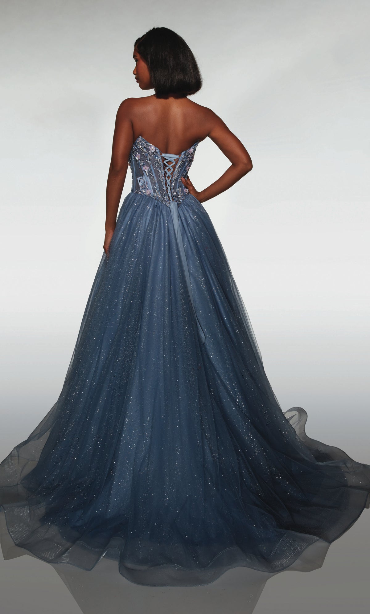 ALYCE Paris 62009 Alyce Long Cat-eye Neckline Shimmery/sparkly Ballgown Dress