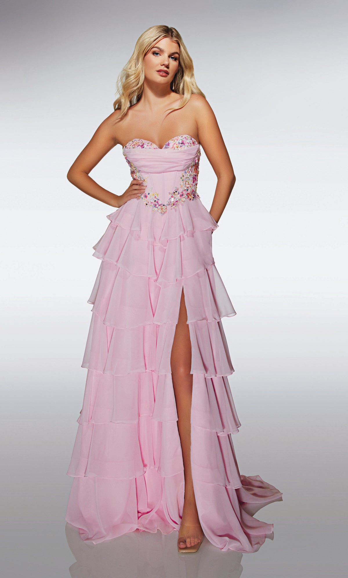ALYCE Paris 62013 Alyce Long Sweetheart Neckline Ruffles A Line Dress