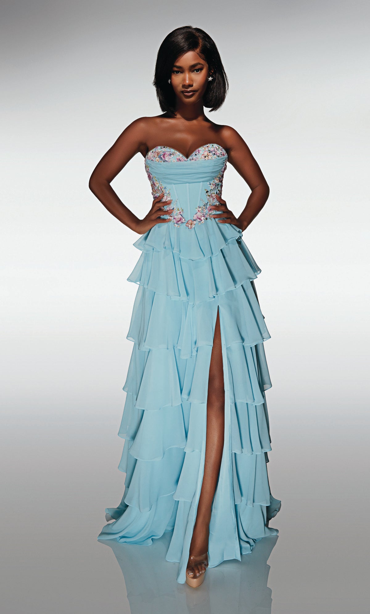 ALYCE Paris 62013 Alyce Long Sweetheart Neckline Ruffles A Line Dress