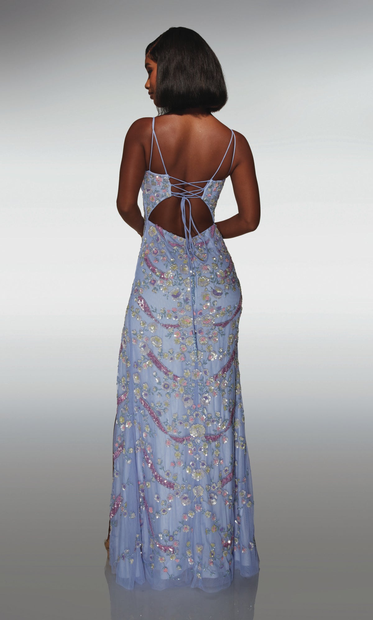 ALYCE Paris 62016 Alyce Long V-neckline Slit Straight Dress