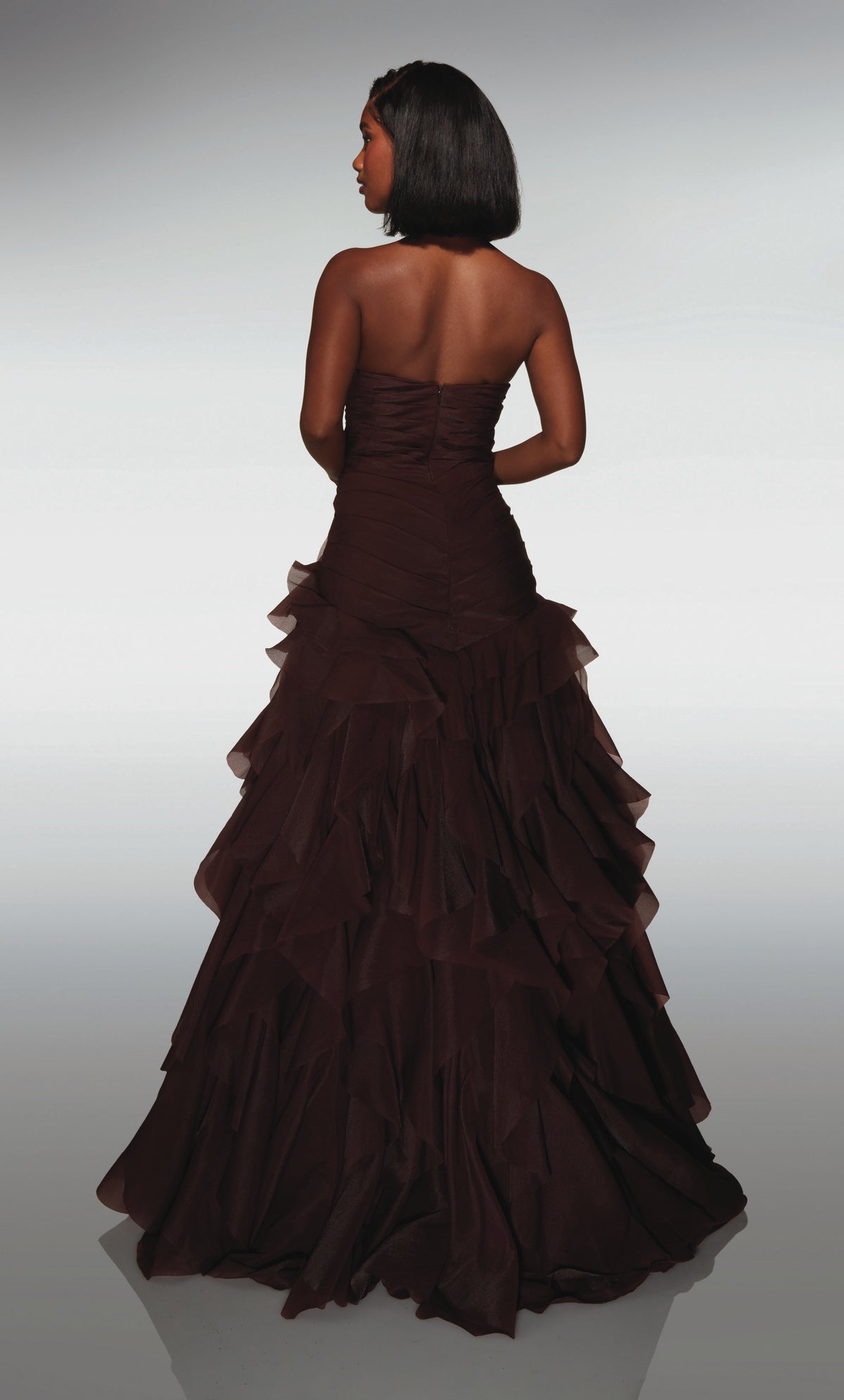 ALYCE Paris 62024 Alyce Long V-neckline Ruffles A Line Dress