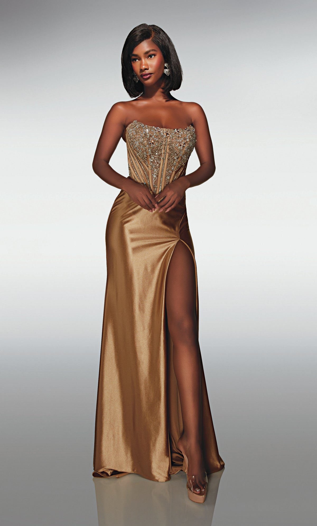 ALYCE Paris 62034 Alyce Long Scoop Neckline Corset Straight Dress