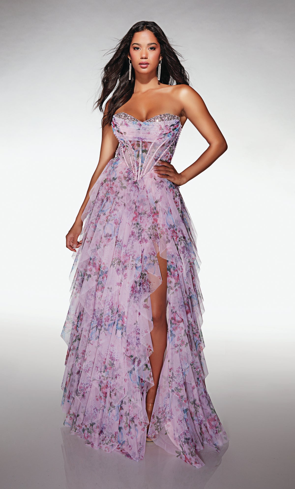 ALYCE Paris 62041 Alyce Long Sweetheart Neckline Ruffles A Line Dress