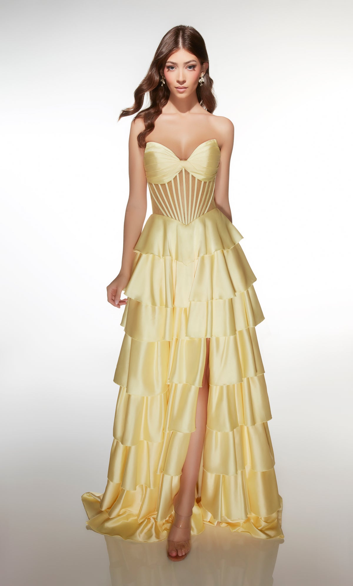 ALYCE Paris 62056 Alyce Long Cat-eye Neckline Corset A Line Dress