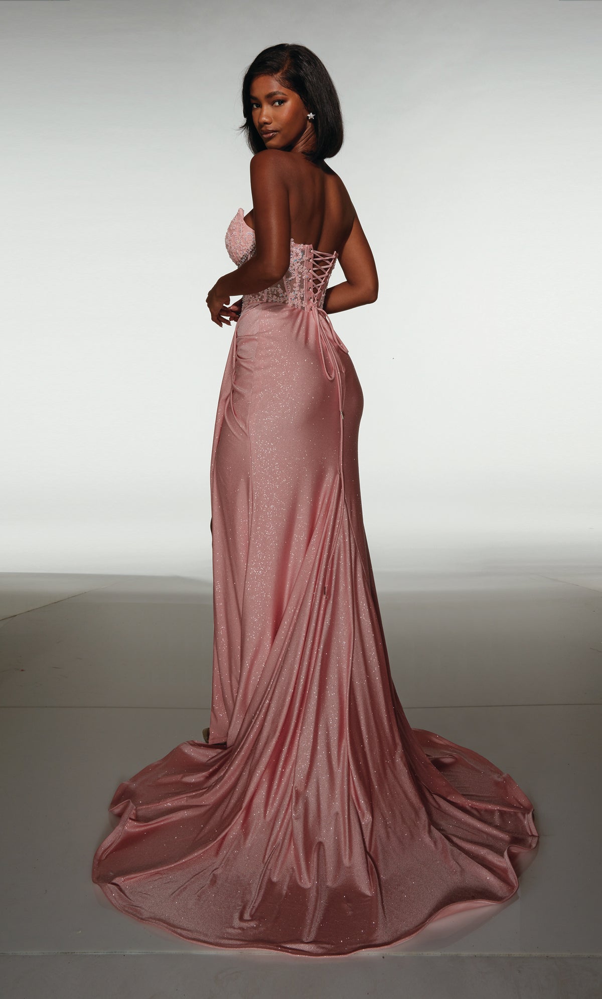ALYCE Paris 62057 Alyce Long Cat-eye Neckline Ruched/draped Straight Dress